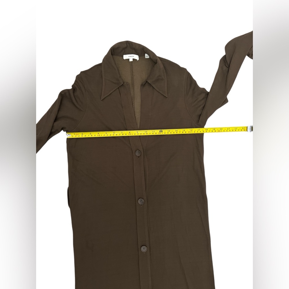 LN Vince Midi Brown Shirtdress Long Sleeve Brown Button Italian Viscose S Small - Picture 9 of 12